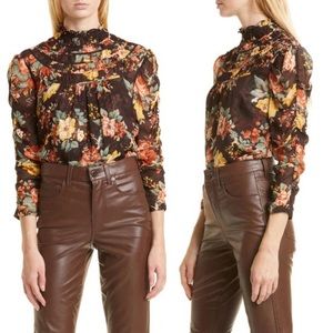 NWT Veronica Beard Ares Top in Oxblood Floral Size Small